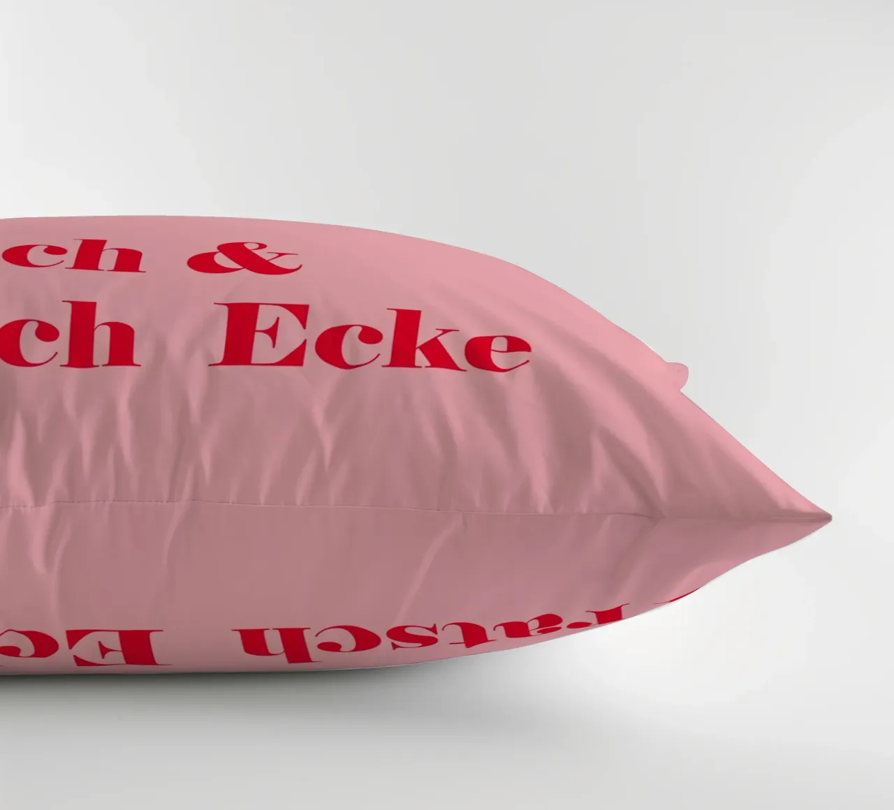 Gossip corner in raspberry red on pink for summer decorative cushion by Stilrausch