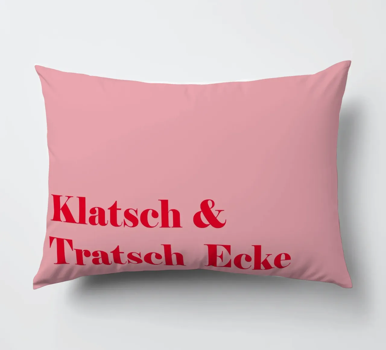 Gossip corner in raspberry red on pink for summer decorative cushion by Stilrausch