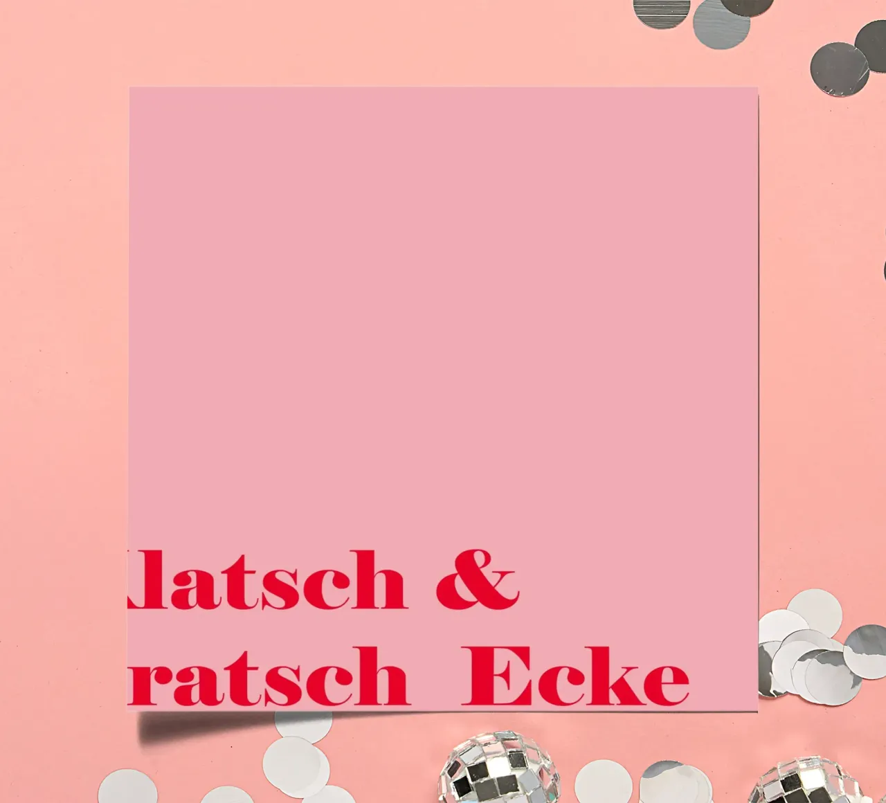 Gossip corner in raspberry red on pink for summer sticker sheet by Stilrausch