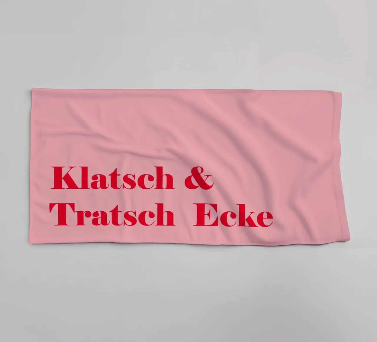 Gossip corner in raspberry red on pink for summer towel by Stilrausch