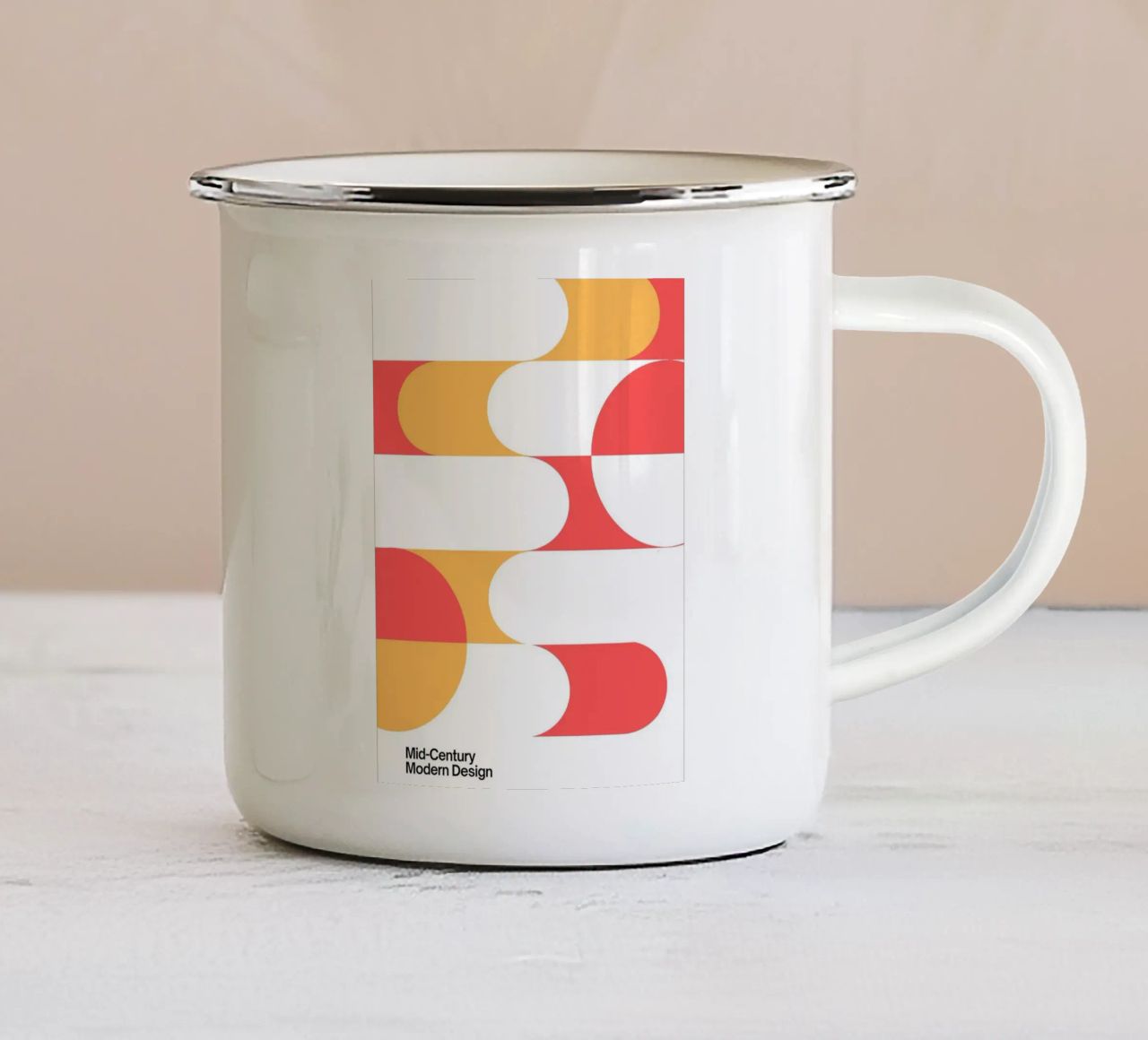 Mid-Century Shapes | Retro Modern Art Print enamel mug by Casa Calm