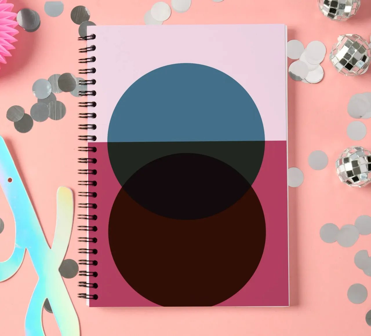 Abstract Circle Fusion | Minimal Art Print spiral notebook by Casa Calm