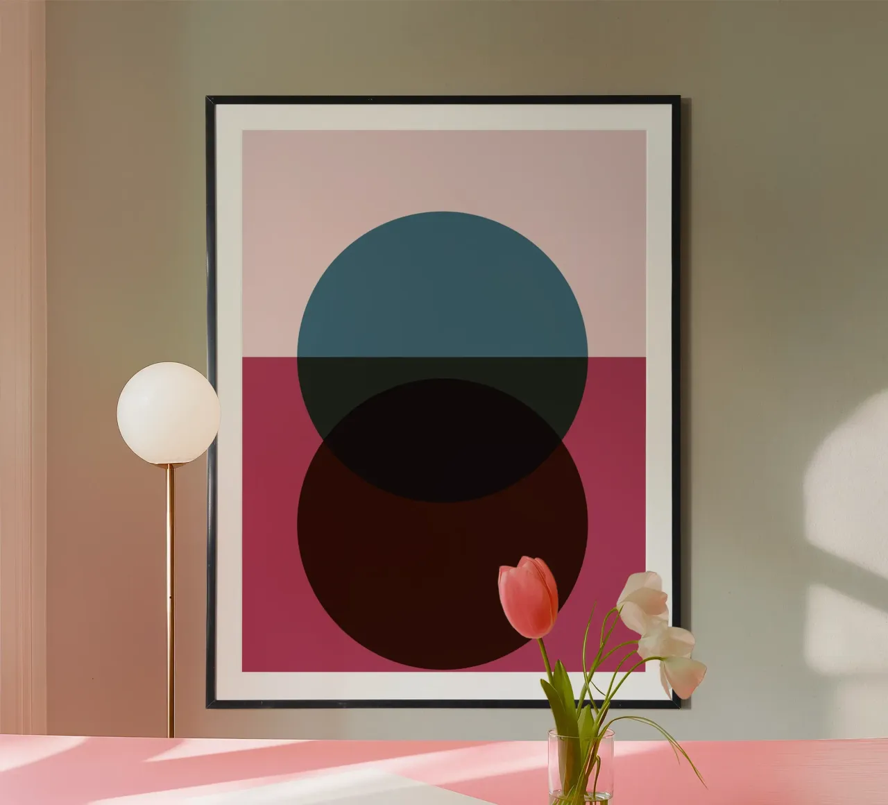 Fusion de cercles abstraits | Minimal Art Print poster avec cadre en aluminium de Casa Calm