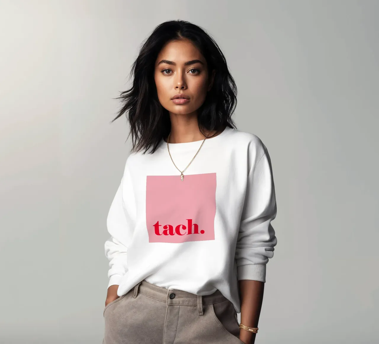 TACH in Himbeerrot auf Pink – Fröhlicher Sommergruß fürs Hei Sweatshirt von Stilrausch