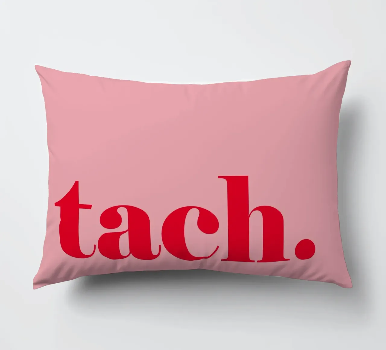 TACH in rosso lampone su rosa - un allegro saluto estivo per la casa cuscino da Stilrausch