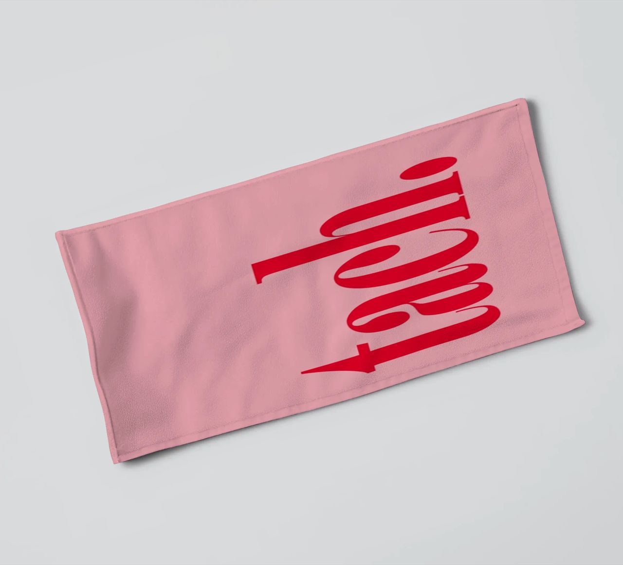 TACH in raspberry red on pink - a cheerful summer greeting for the home towel by Stilrausch