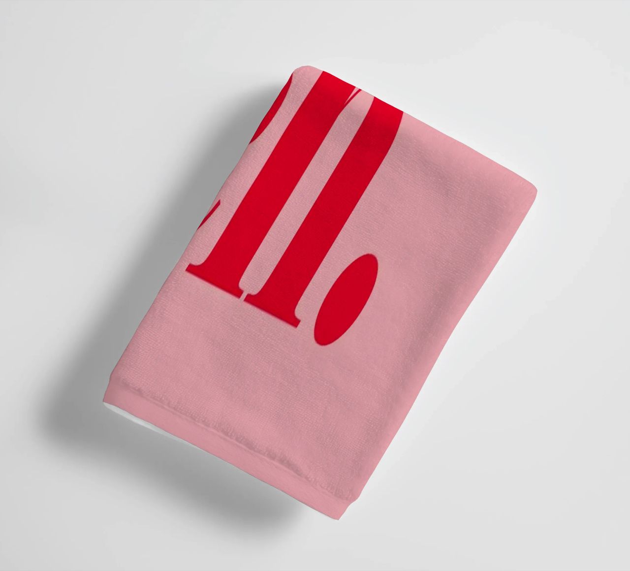 TACH in raspberry red on pink - a cheerful summer greeting for the home towel by Stilrausch