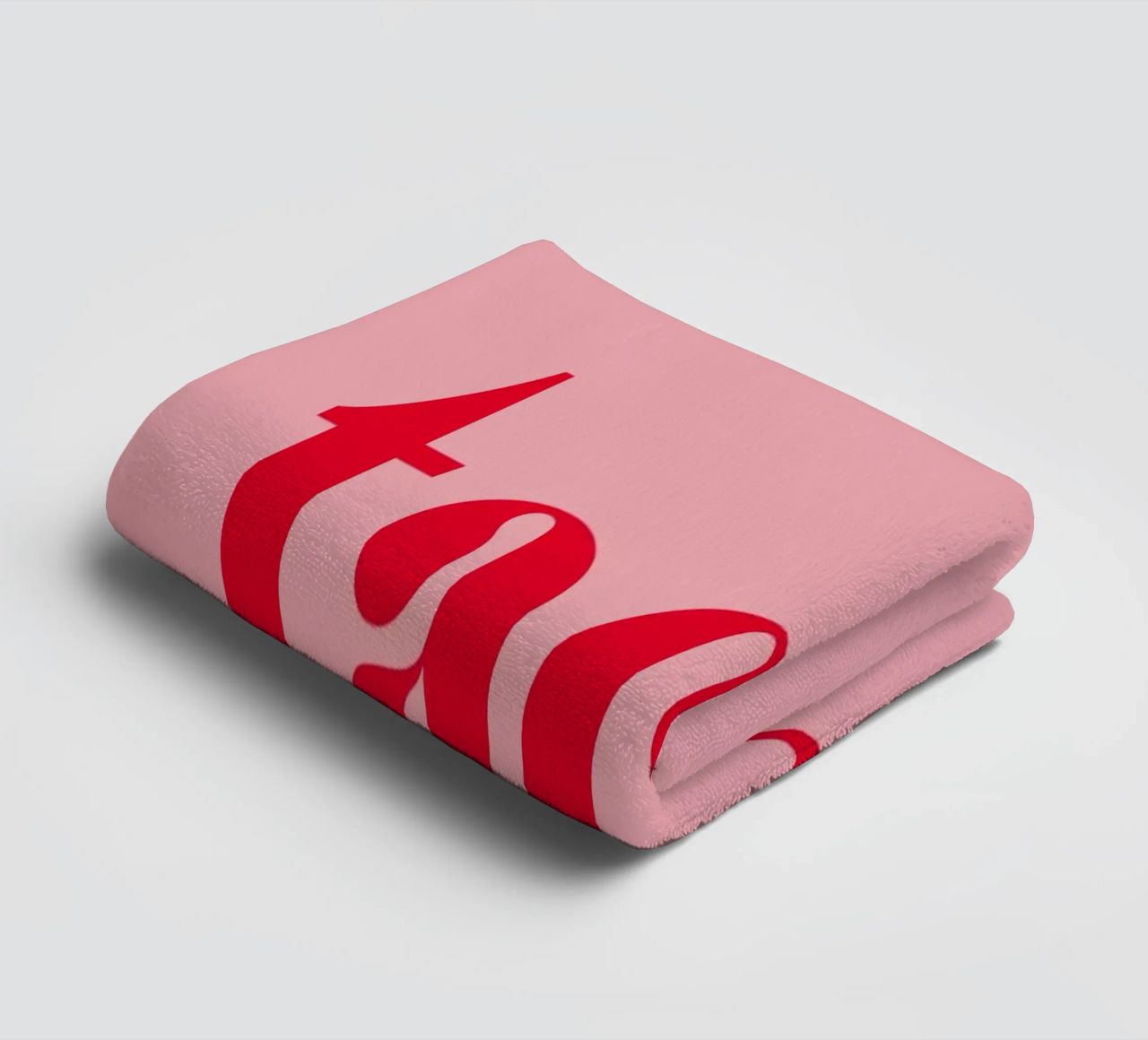 TACH in raspberry red on pink - a cheerful summer greeting for the home towel by Stilrausch