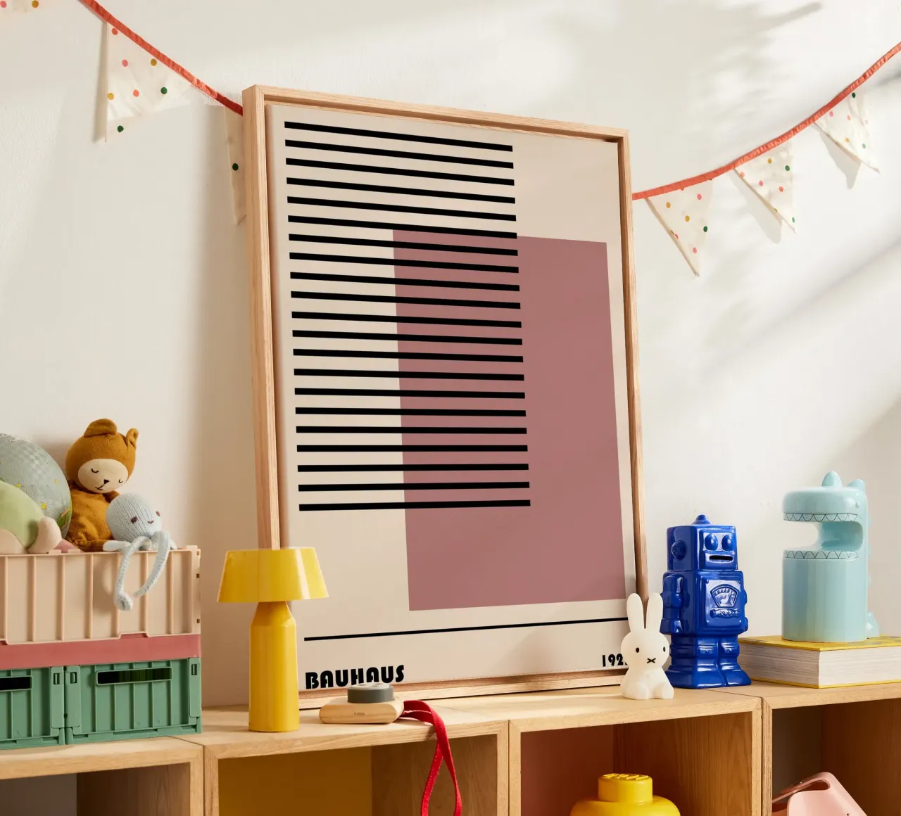 Bauhaus line graphics 1923 canvas with Floater frame by Casa Calm