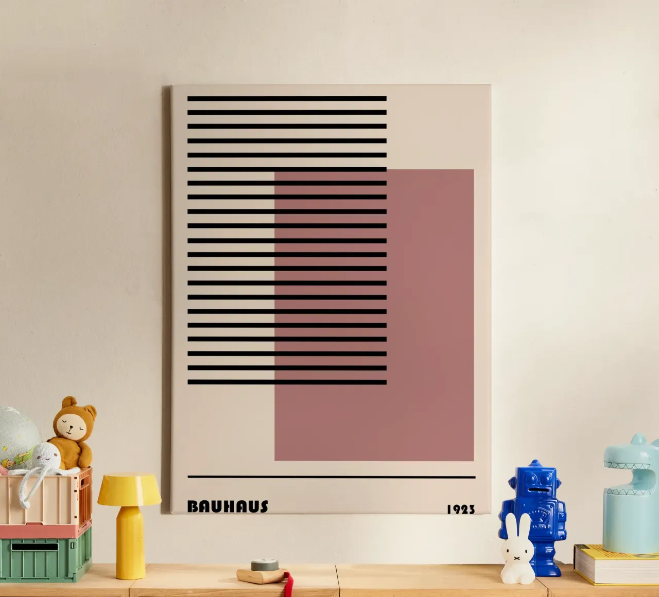 Bauhaus line graphics 1923 canvas with Floater frame by Casa Calm