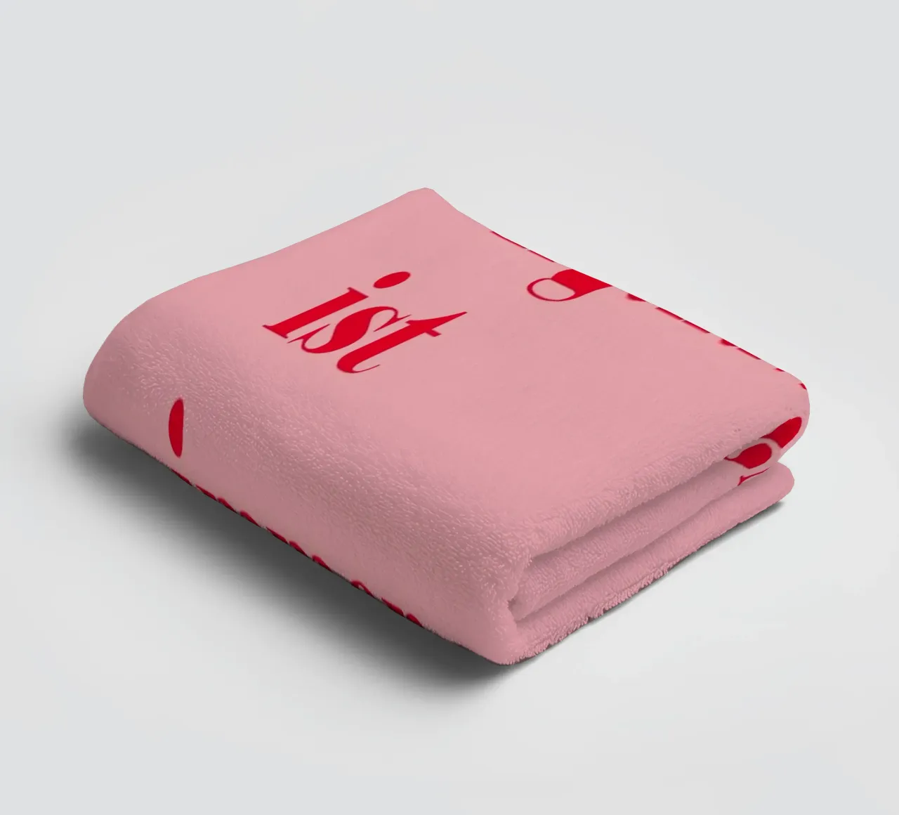 Irgendwas ist immer – Himbeerrote Ecke auf Pink mit Humor Handtuch von Stilrausch