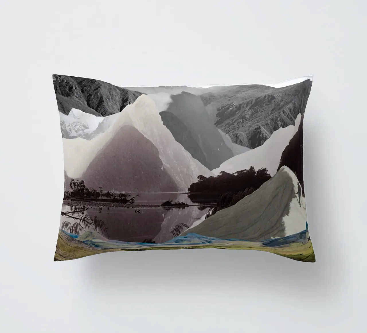 Phantom Range | Press Play Art Print Collage decorative cushion by Press Play Art Prints