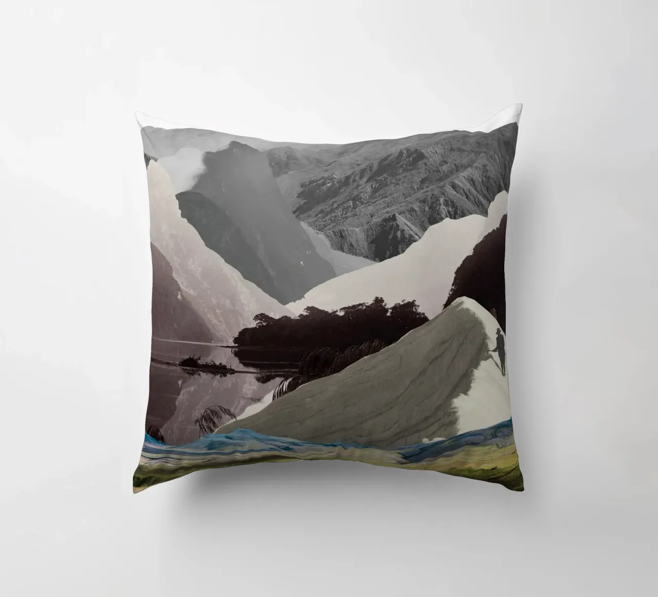Phantom Range | Press Play Art Print Collage decorative cushion by Press Play Art Prints