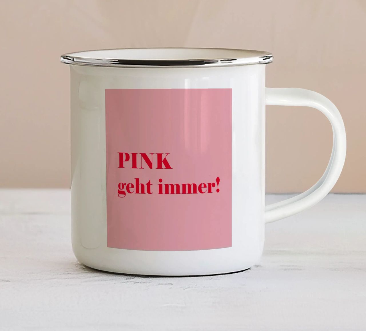 Pink always works - a cheerful statement in raspberry red for the enamel mug by Stilrausch