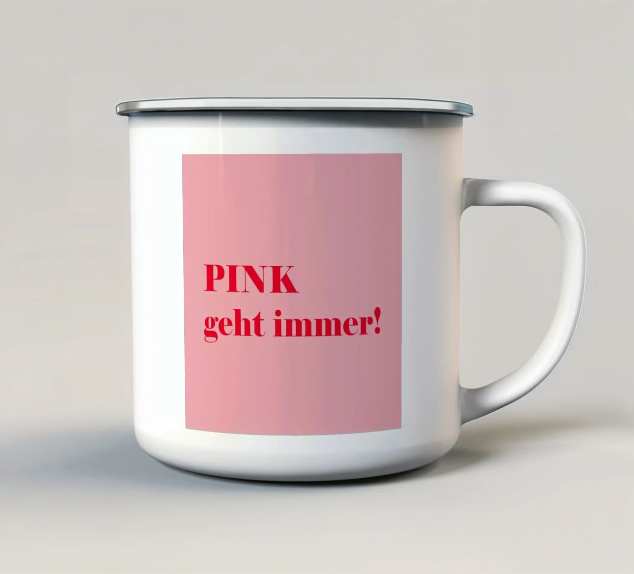 Pink always works - a cheerful statement in raspberry red for the enamel mug by Stilrausch