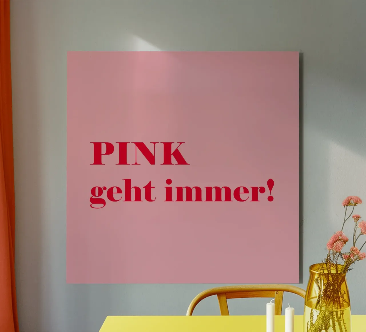 Pink always works - a cheerful statement in raspberry red for the alu-dibond by Stilrausch