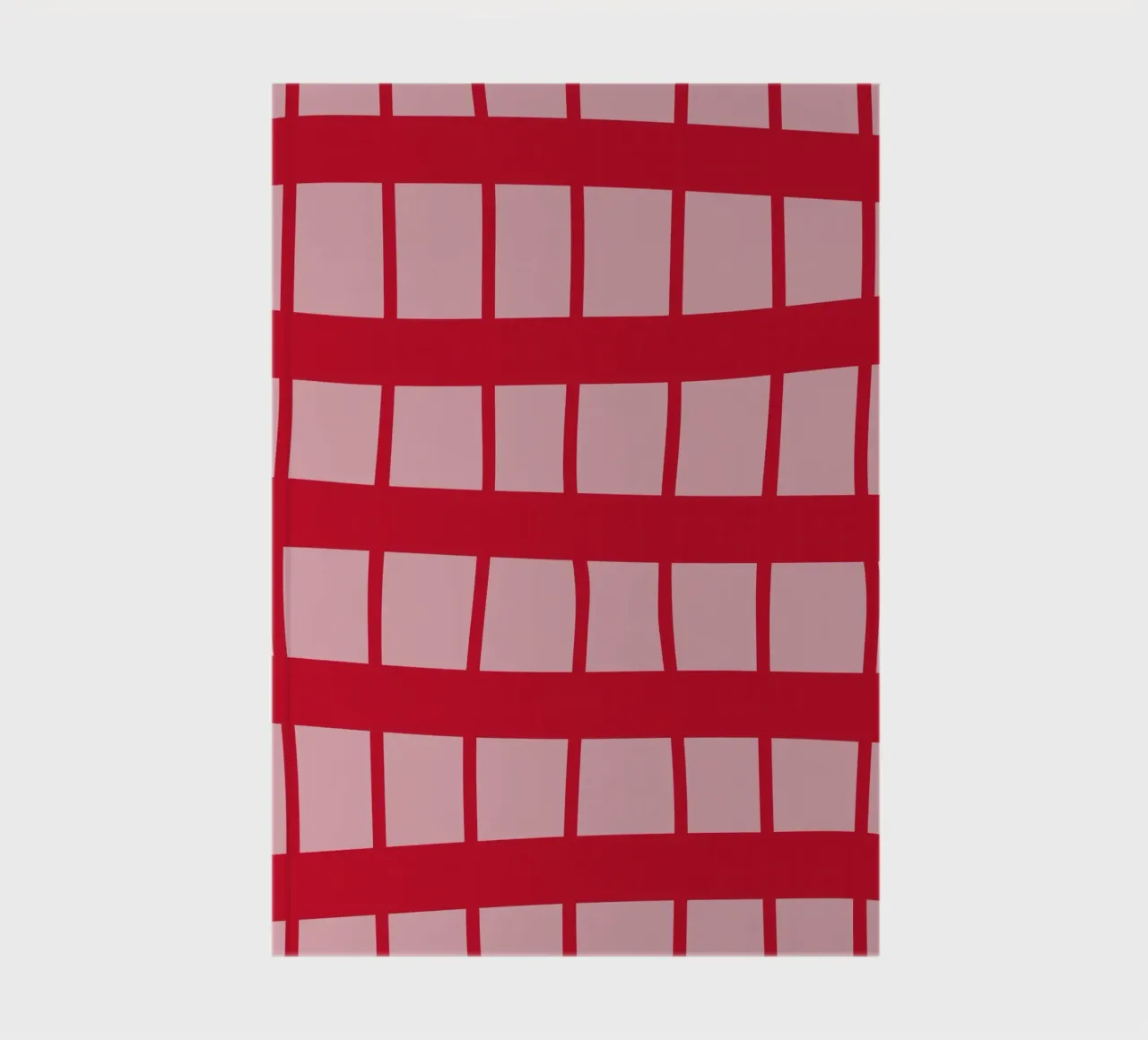 Wobbly strawberry red check on pink - Hand-painted summer must-haves notebook by Stilrausch