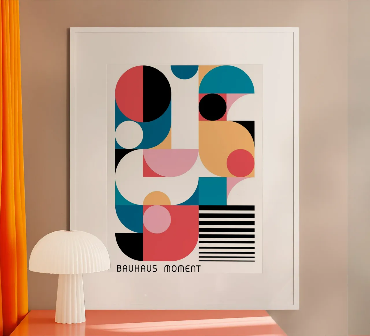 Bauhaus Moment - Abstracte ontwerpposter poster met aluminium frame van Casa Calm
