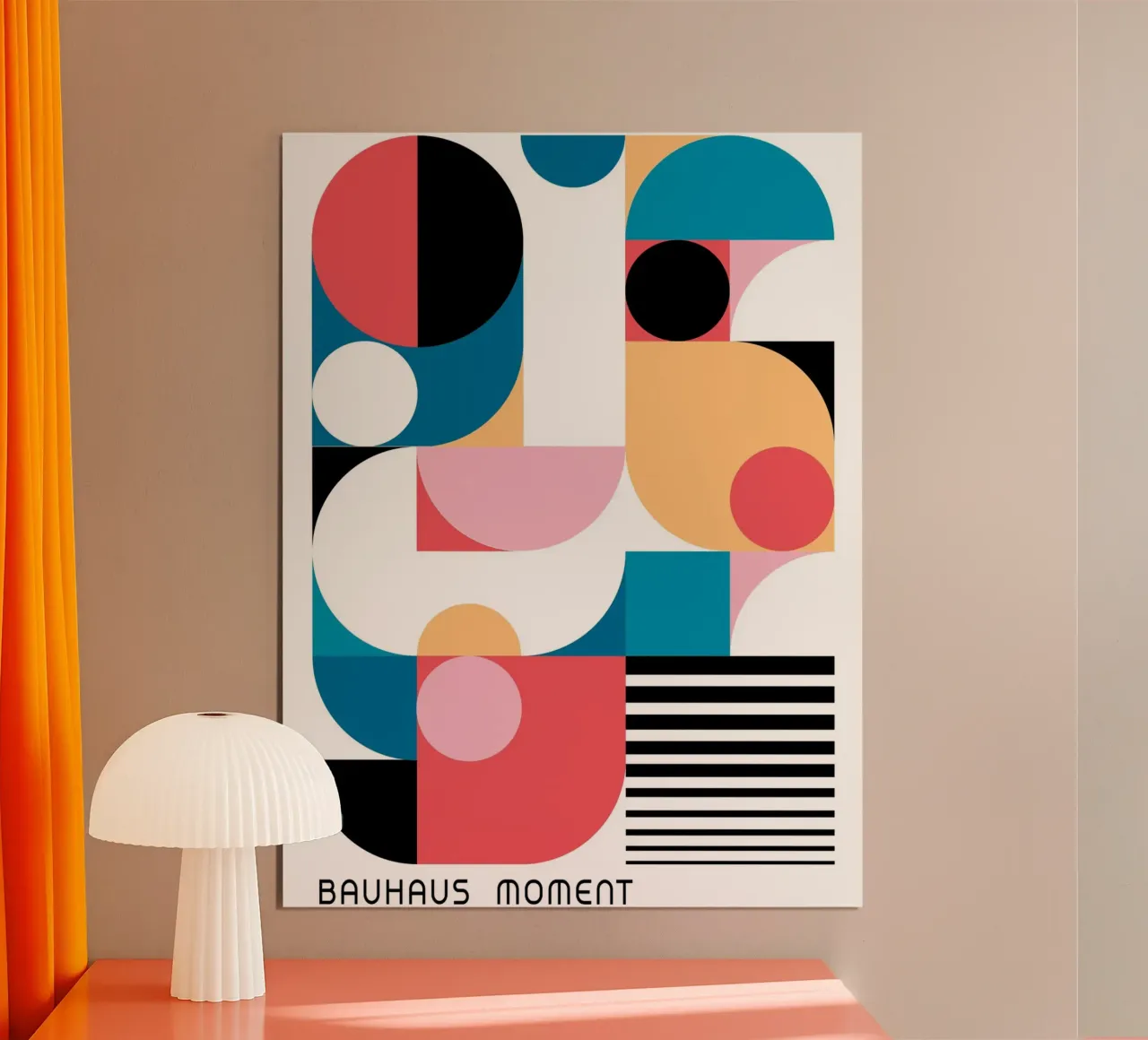 Bauhaus Moment - Abstracte ontwerpposter poster met aluminium frame van Casa Calm