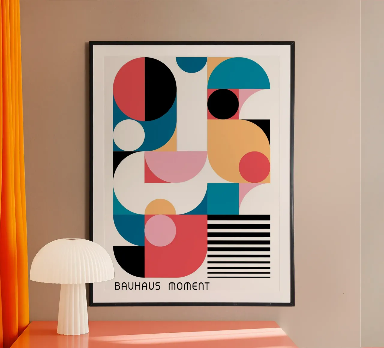 Bauhaus Moment - Abstracte ontwerpposter poster met aluminium frame van Casa Calm