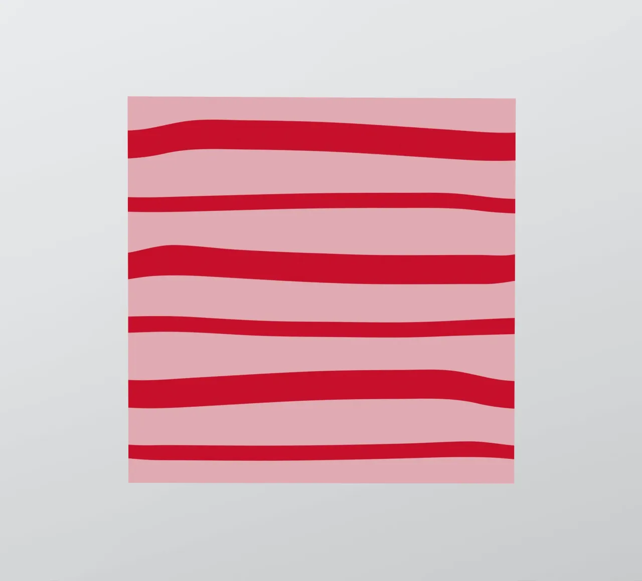 Horizontal hand-painted lines in strawberry red on pink sticker by Stilrausch