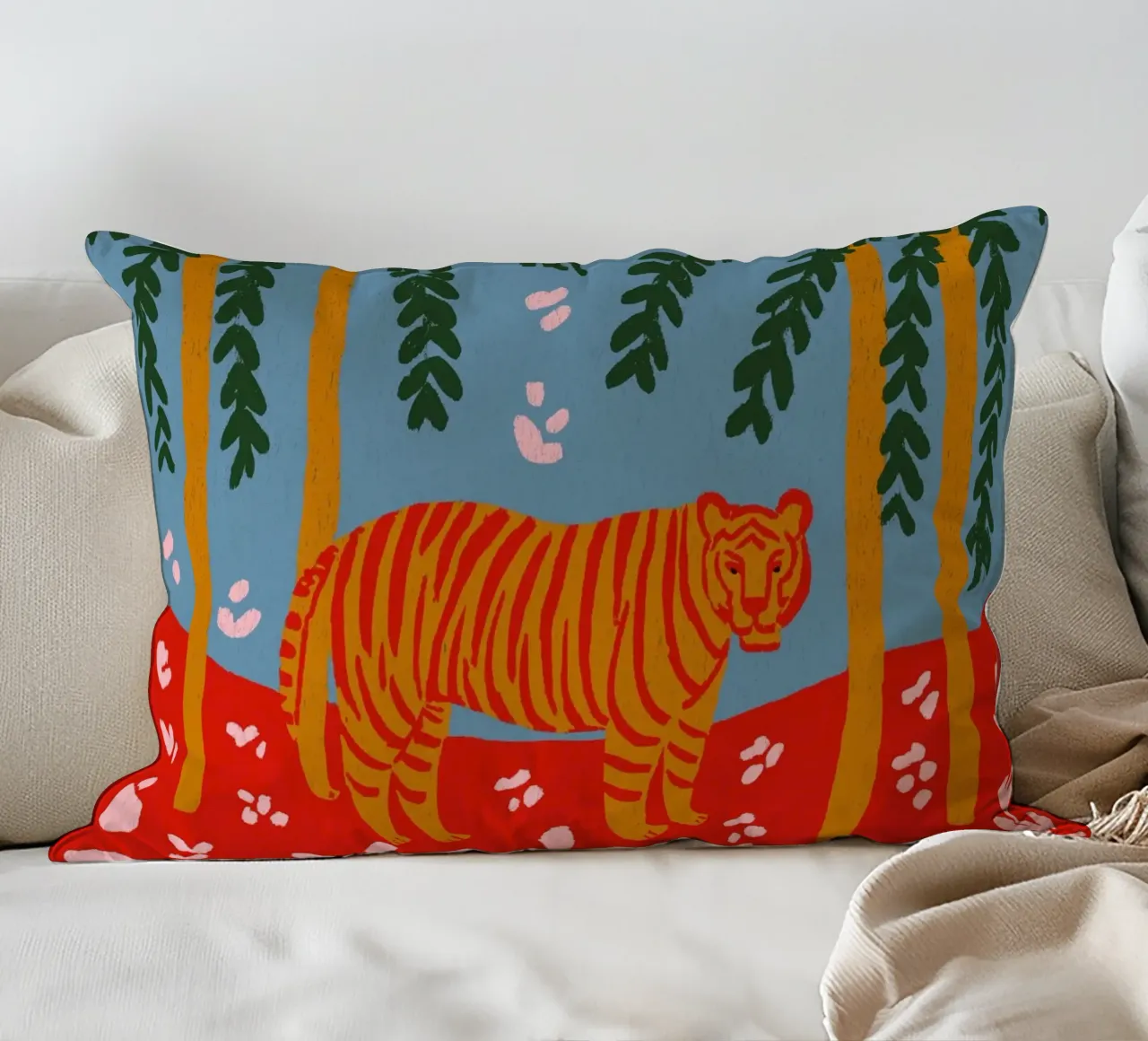 Tiger Under Palms cuscino da treechild