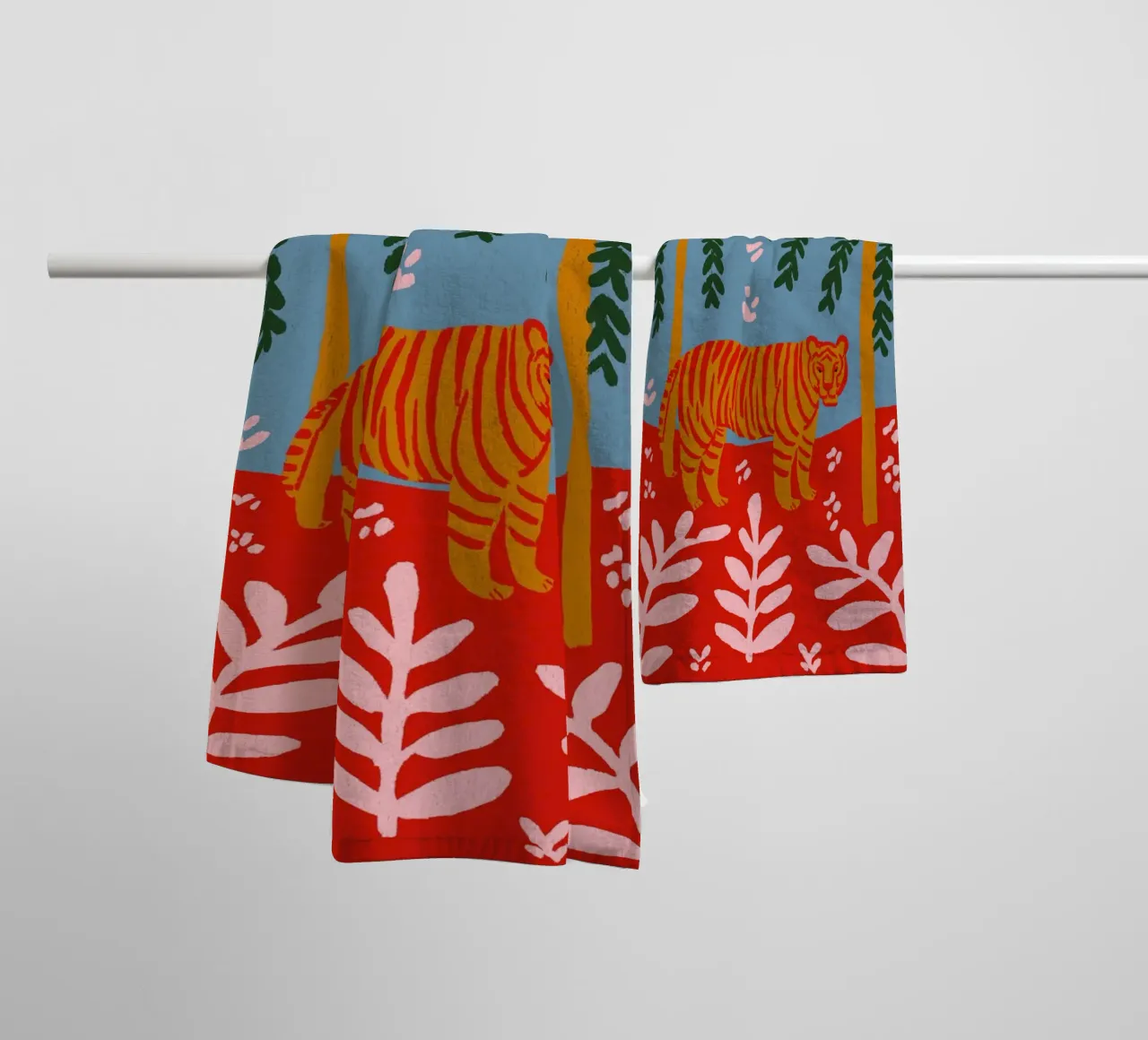 Tiger Under Palms asciugamano da bagno da treechild