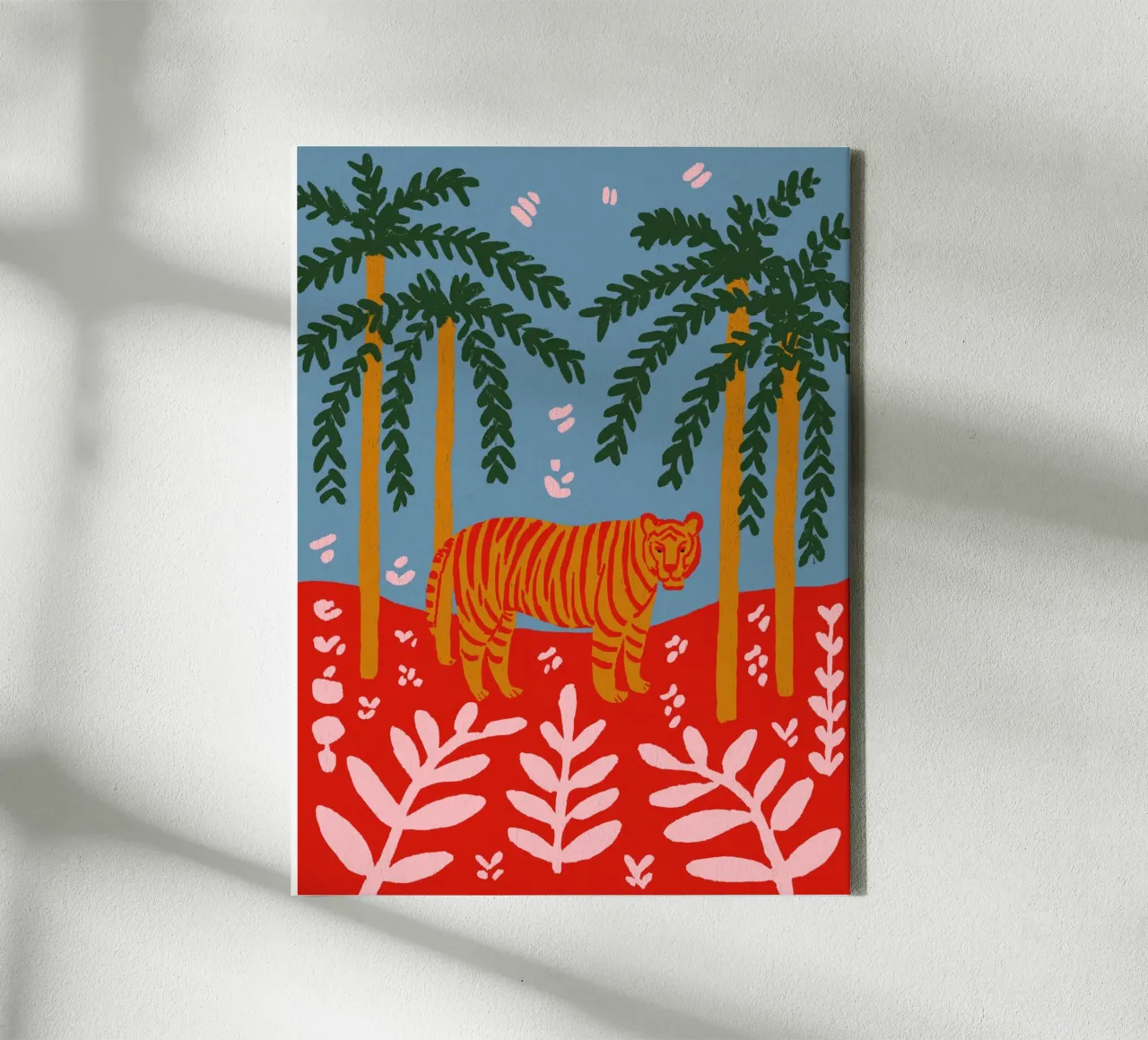 Tiger Under Palms tela con Cornice a cassetta da treechild
