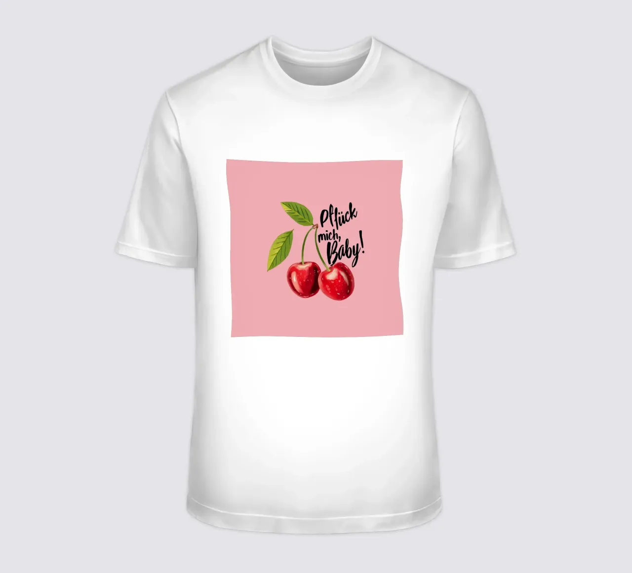Pick me baby - statement in strawberry red on pink t-shirt by Stilrausch
