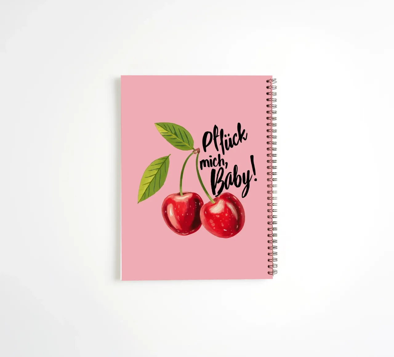 Pick me baby - statement in strawberry red on pink spiral notebook by Stilrausch