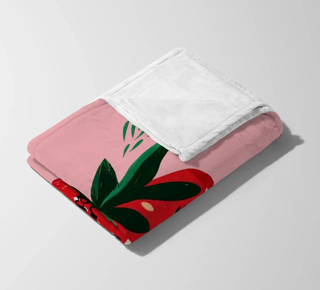 Gnomo della frutta alla fragola impertinente con testo su sfondo rosa acceso coperta in pile da Stilrausch