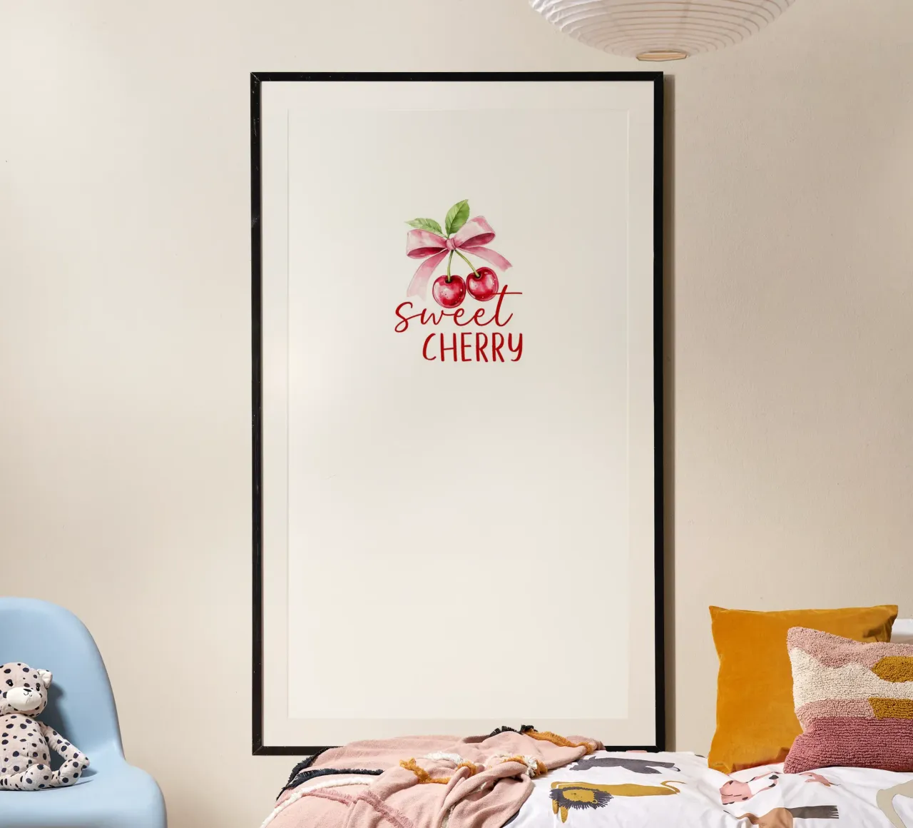 Dolce detto della ciliegia con doppia ciliegia su sfondo chiaro poster da Stilrausch