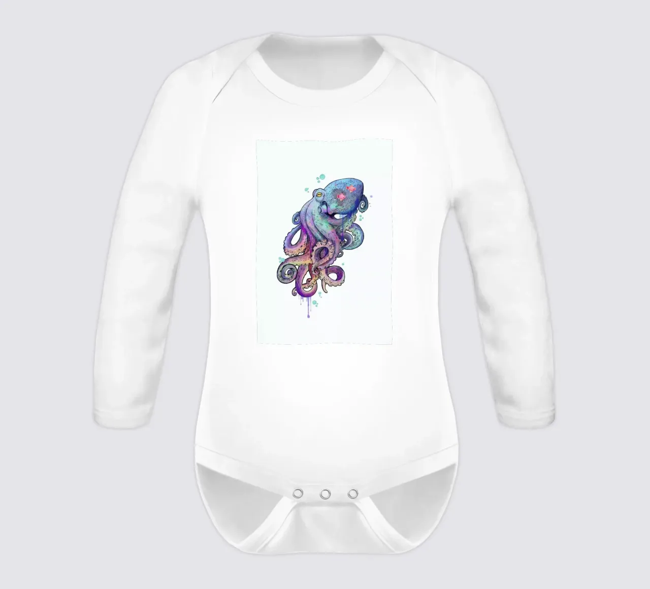 Octopus long-sleeve baby romper by Laura Graves