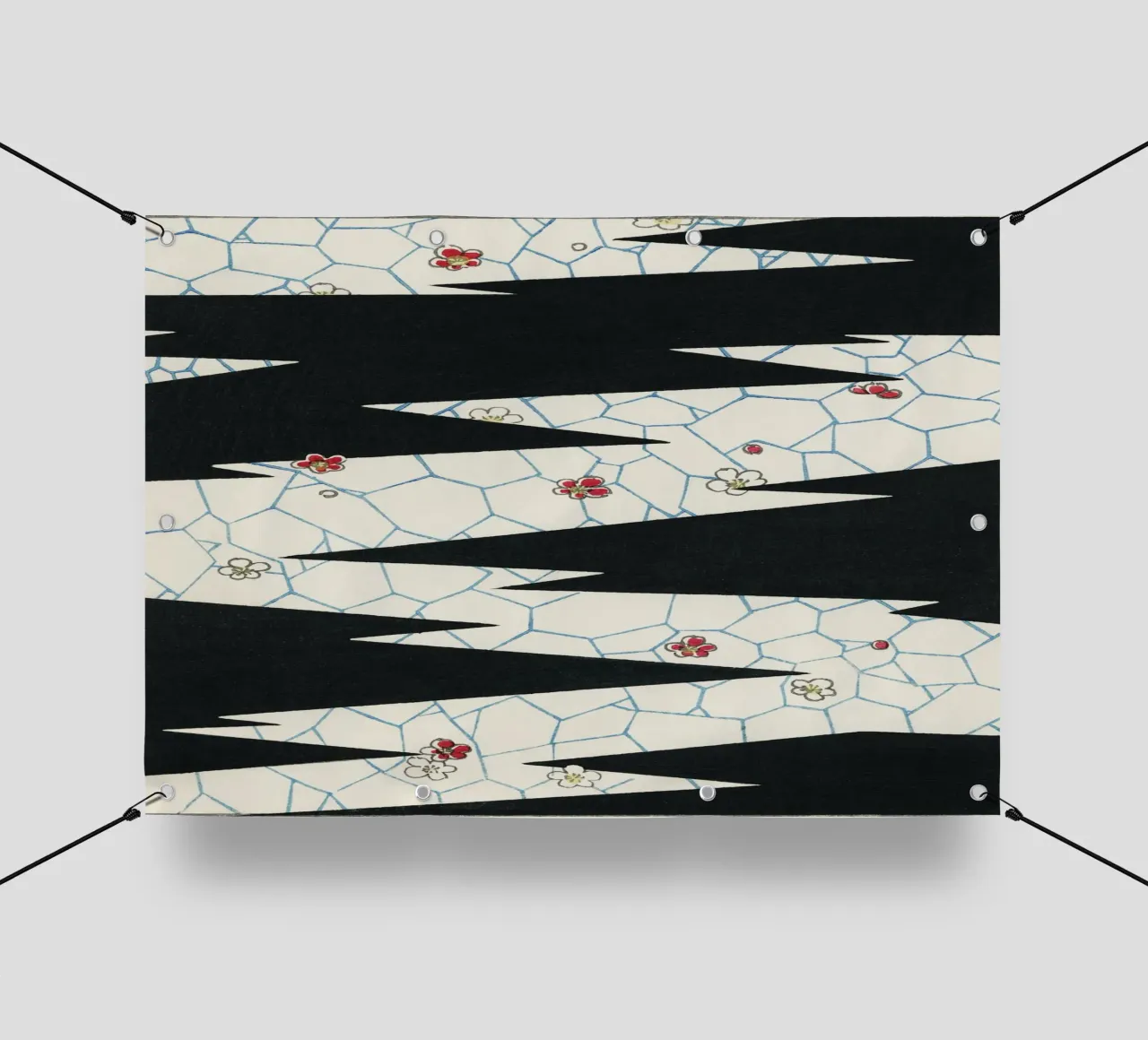 Flowers on a footpath illustration telo in pvc da vintageshop