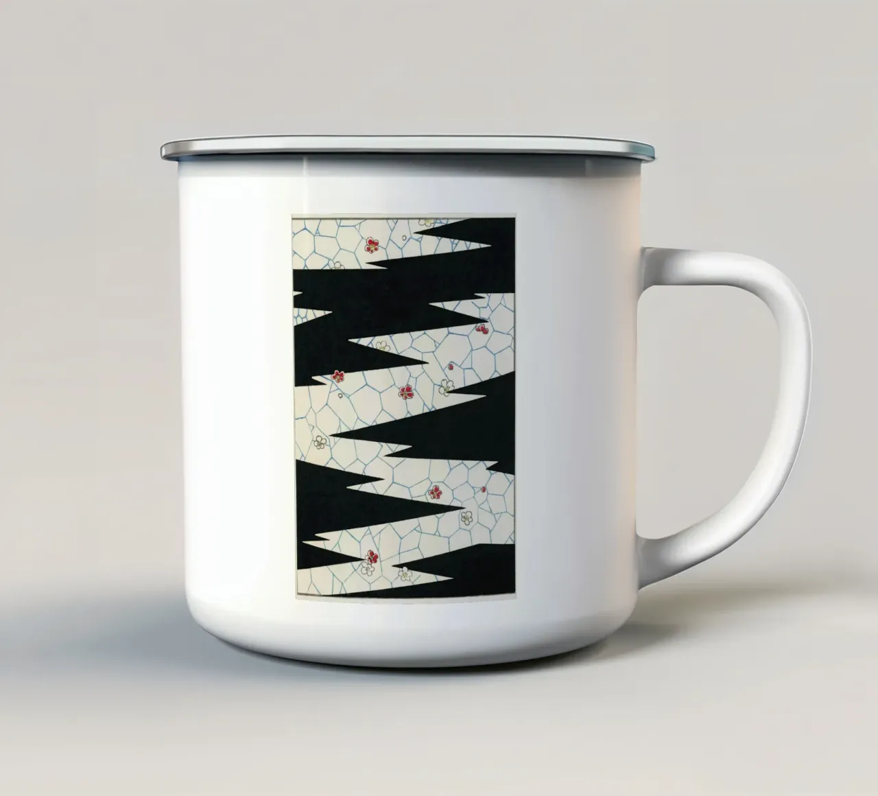 Flowers on a footpath illustration tazza in smalto da vintageshop