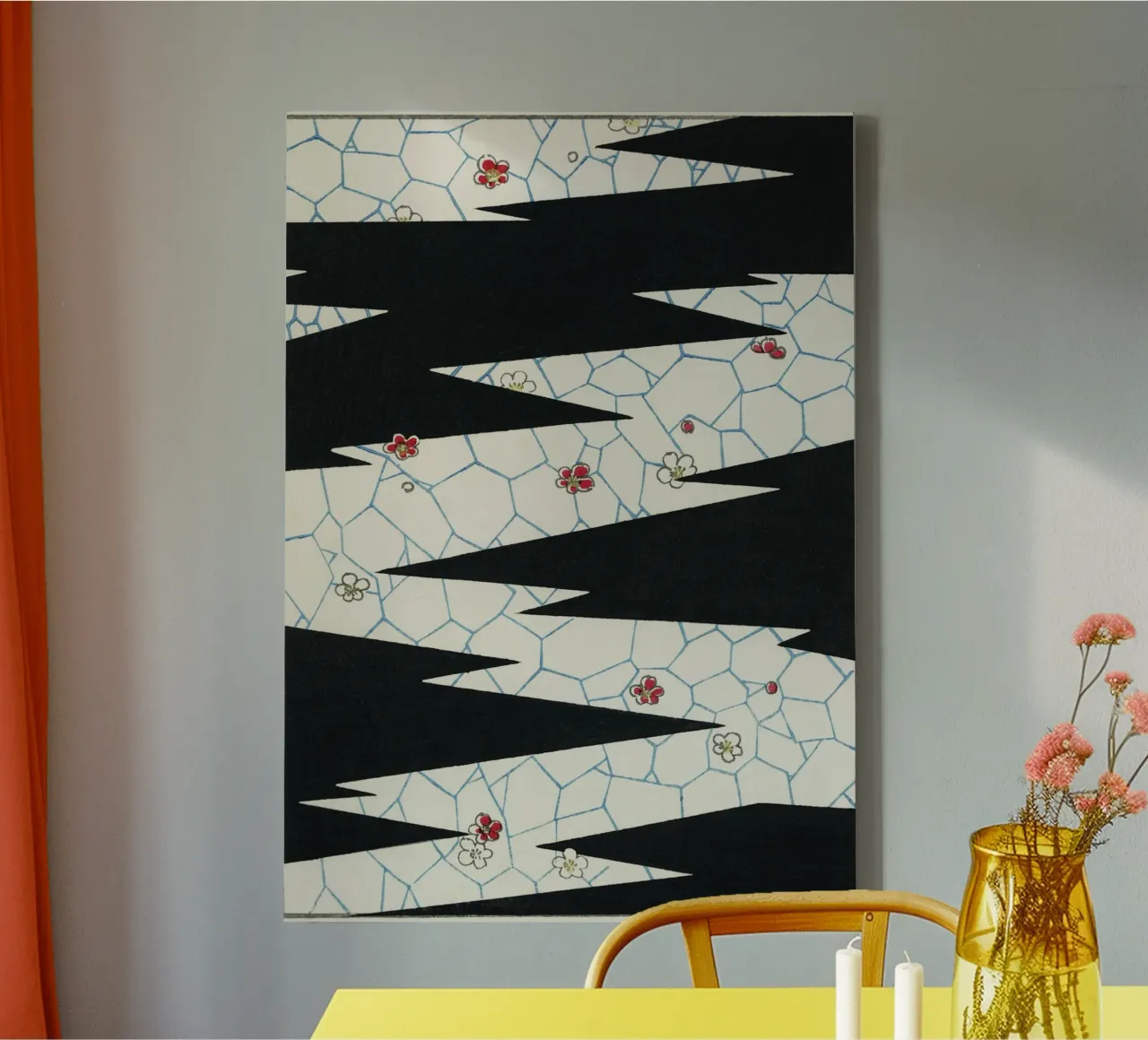 Flowers on a footpath illustration canvas by vintageshop