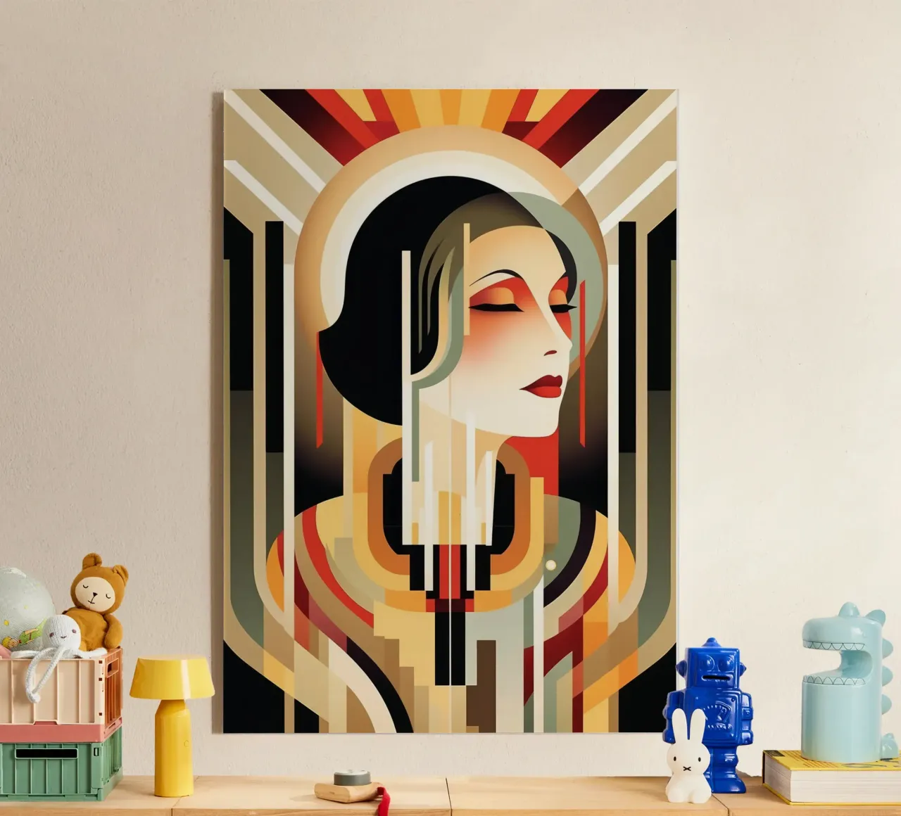 Art Deco Frau Acryl-Glas von Artful Muse