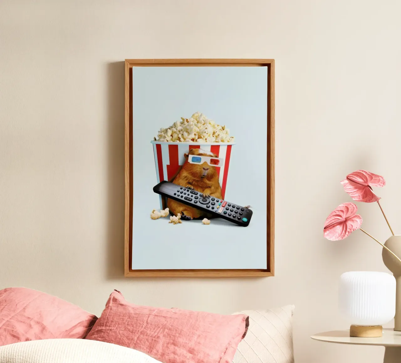 Popcorn Pig tela con Cornice a cassetta da Jonas Loose