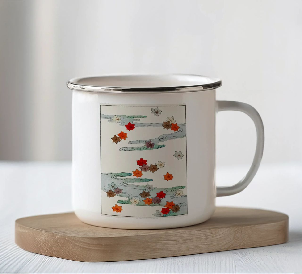 Autumn and water illustration. tazza in smalto da vintageshop