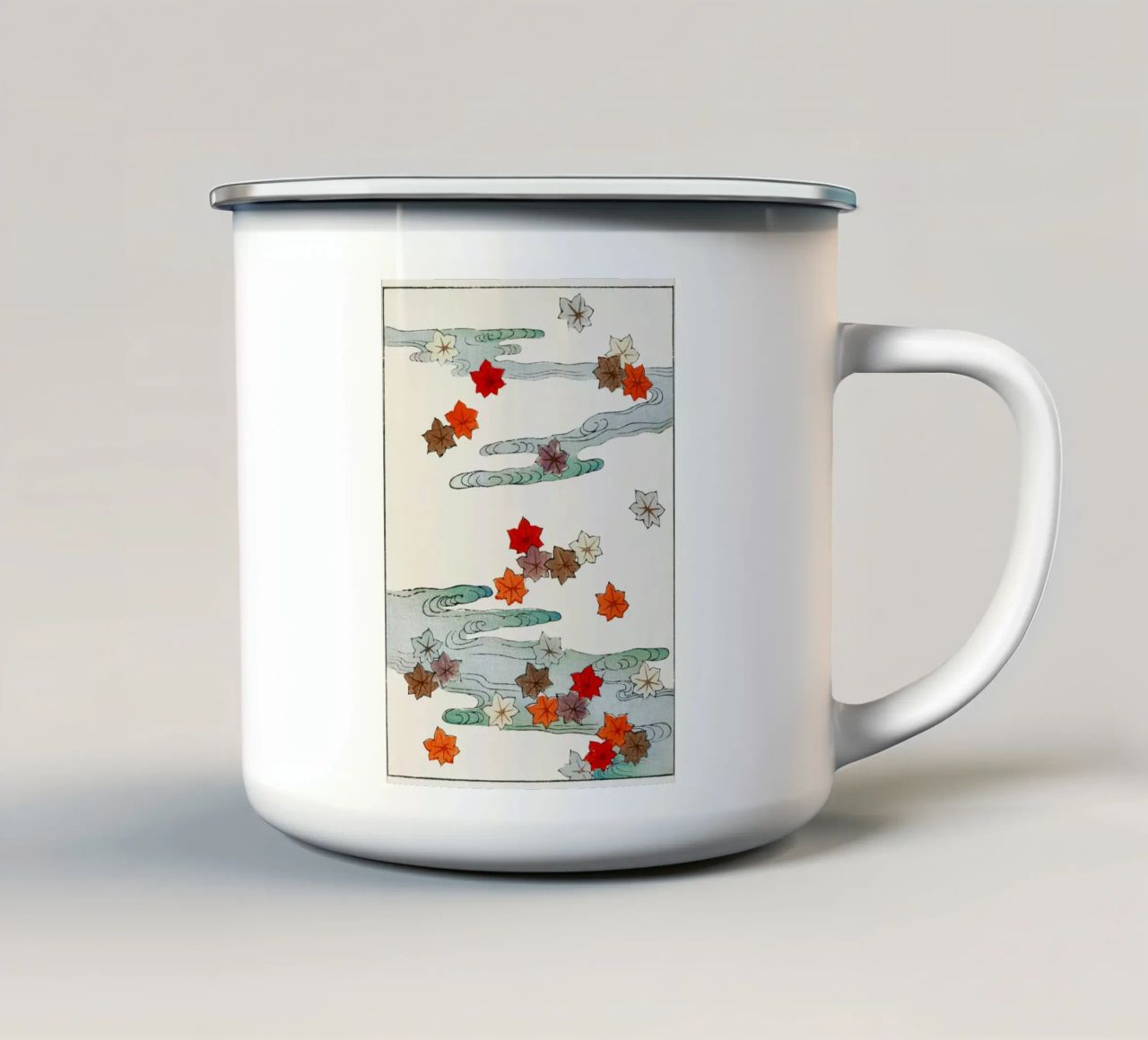 Autumn and water illustration. tazza in smalto da vintageshop