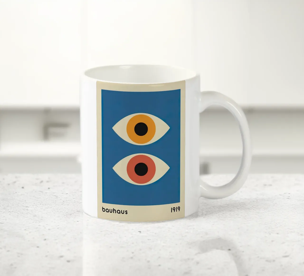 Bauhaus 1919 Occhi geometrici colorati tazza in ceramica da Jam Poster