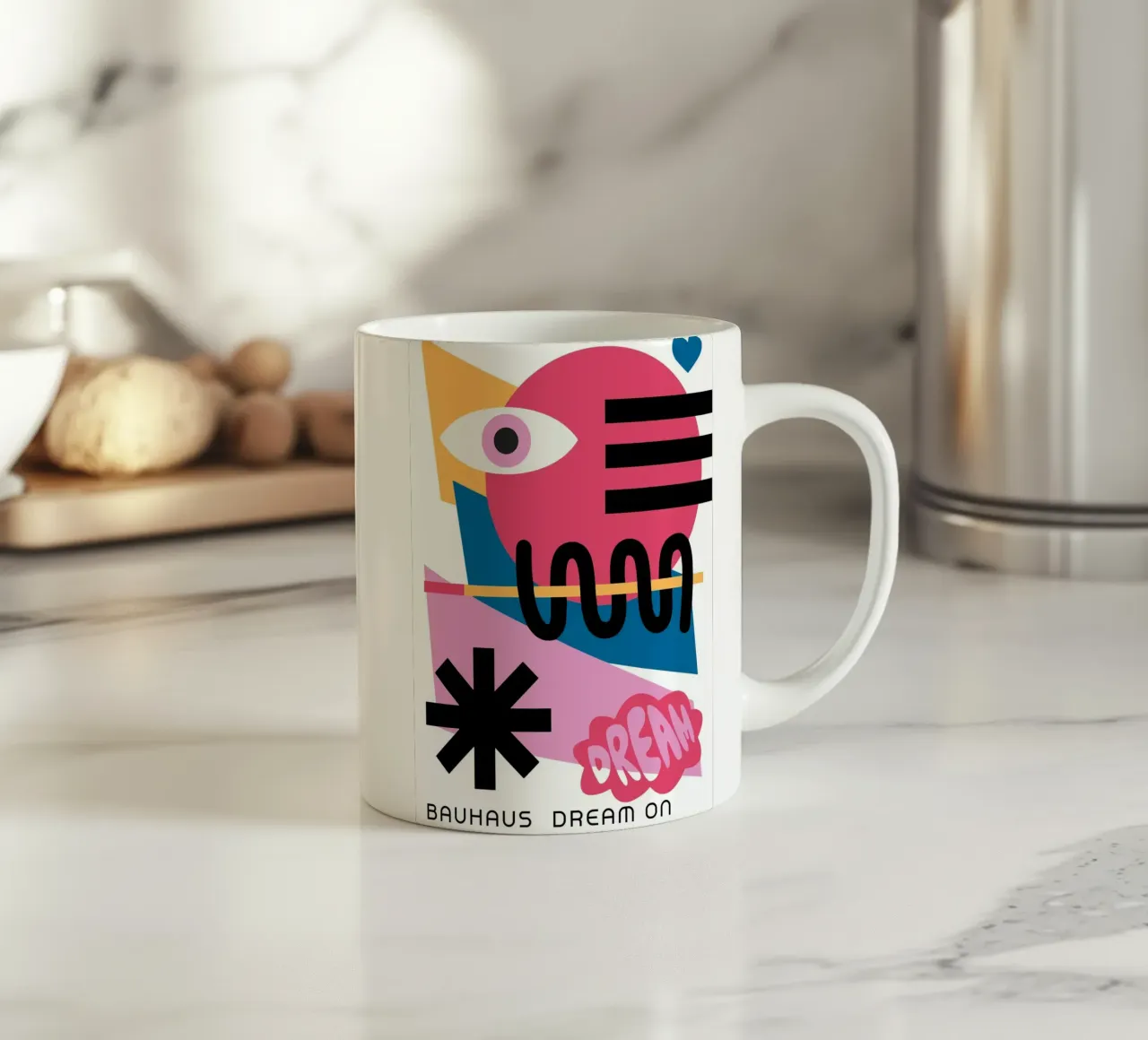 Bauhaus Pop Art - Poster design Dream On tazza in ceramica da Casa Calm