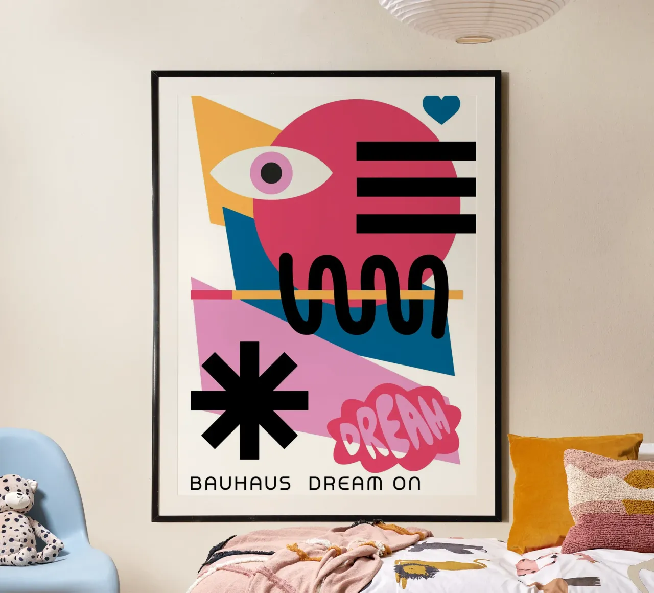 Bauhaus Pop Art - Poster design Dream On poster con telaio in legno da Casa Calm