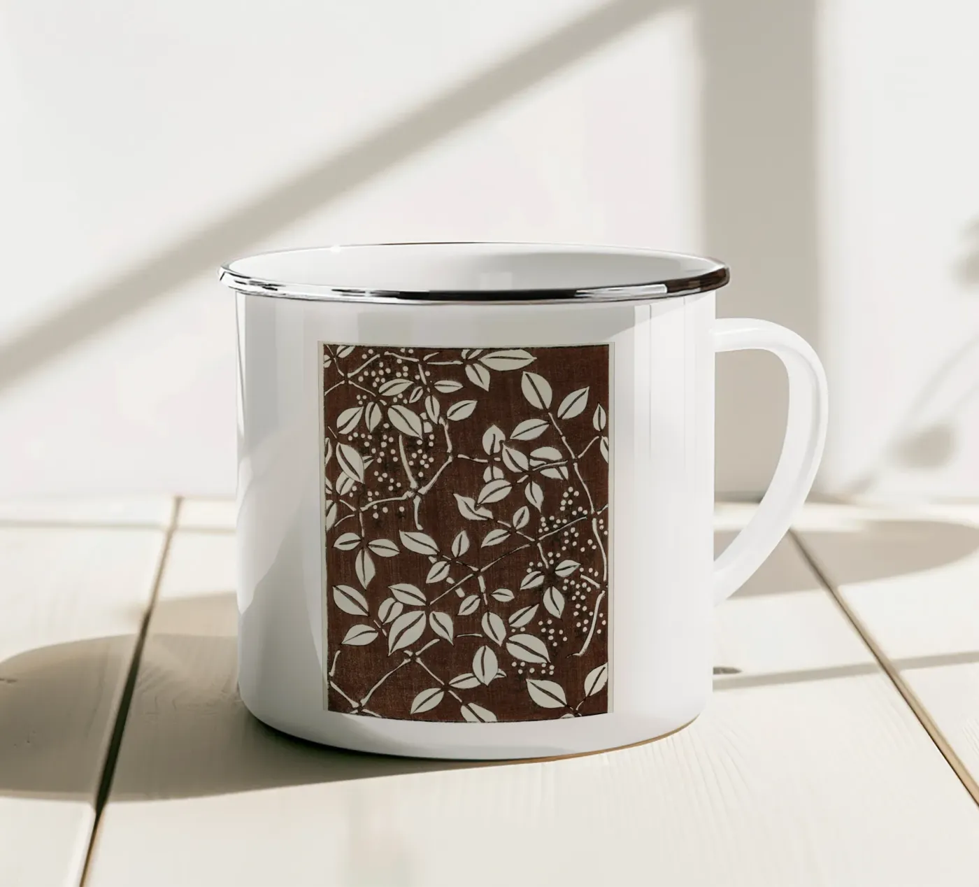 Leaf pattern enamel mug by vintageshop