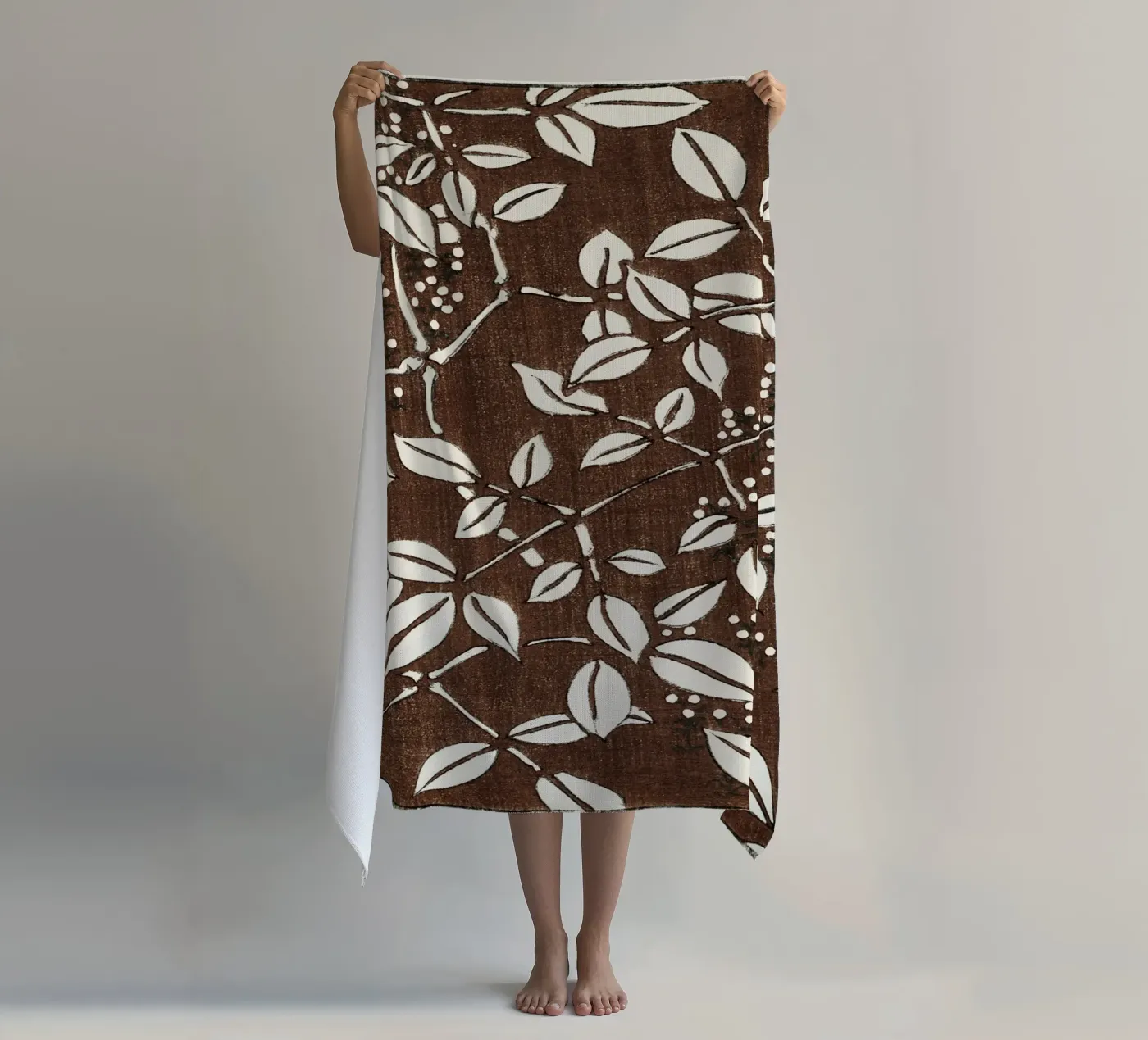 Leaf pattern strandhanddoek van vintageshop