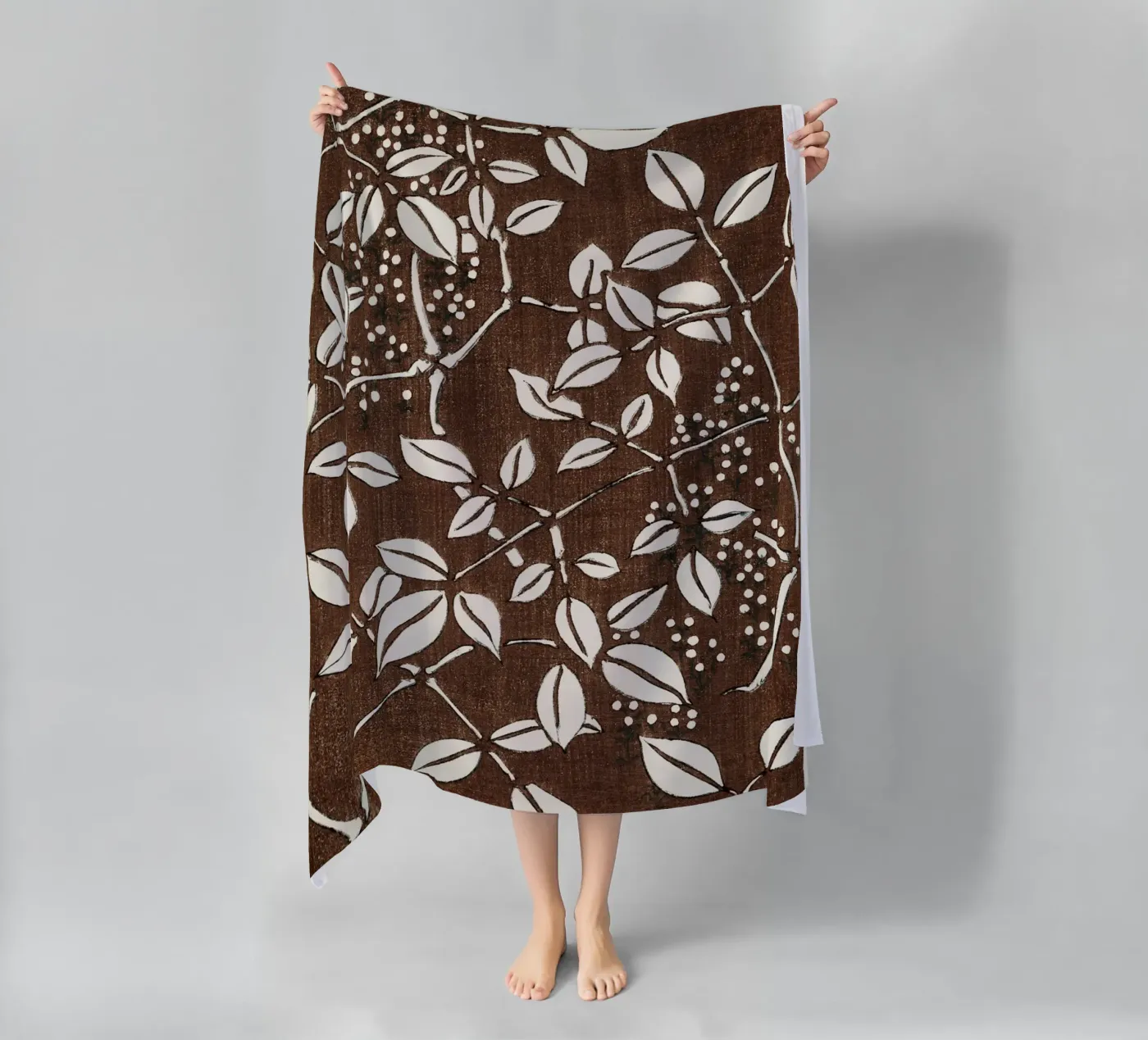 Leaf pattern strandhanddoek van vintageshop