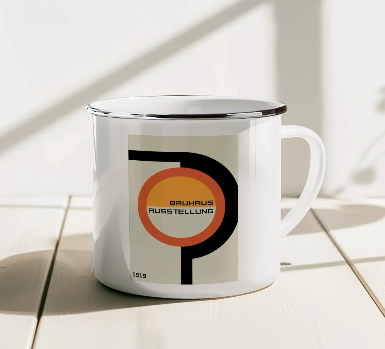 Mostra Bauhaus Design geometrico 1919 tazza in smalto da Jam Poster