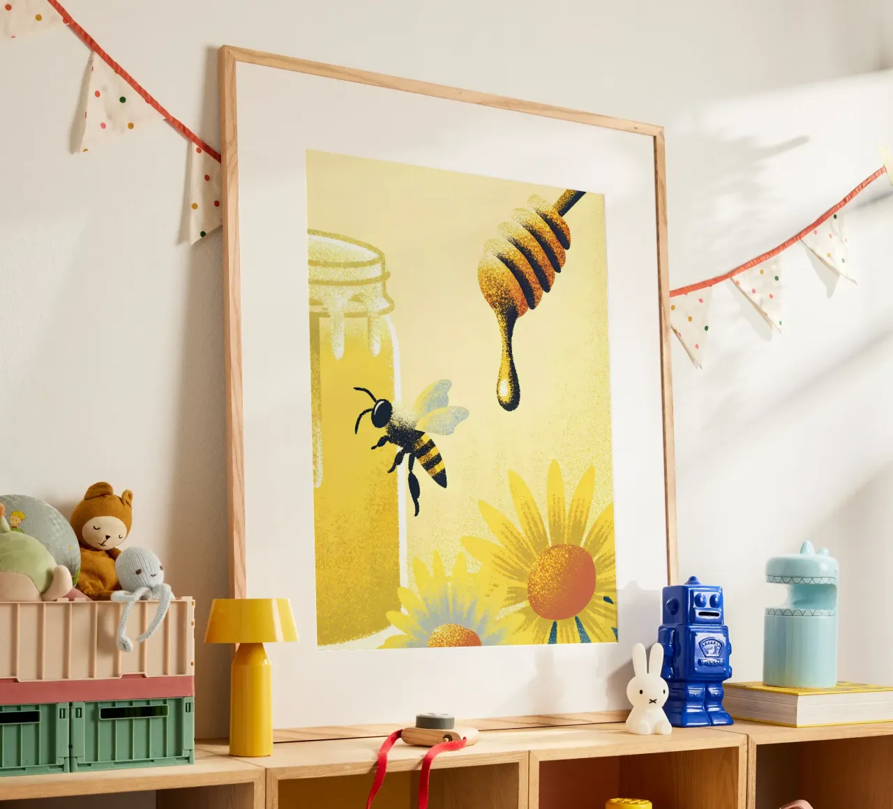 Miele e api poster con telaio in plastica da SOUL SHOP