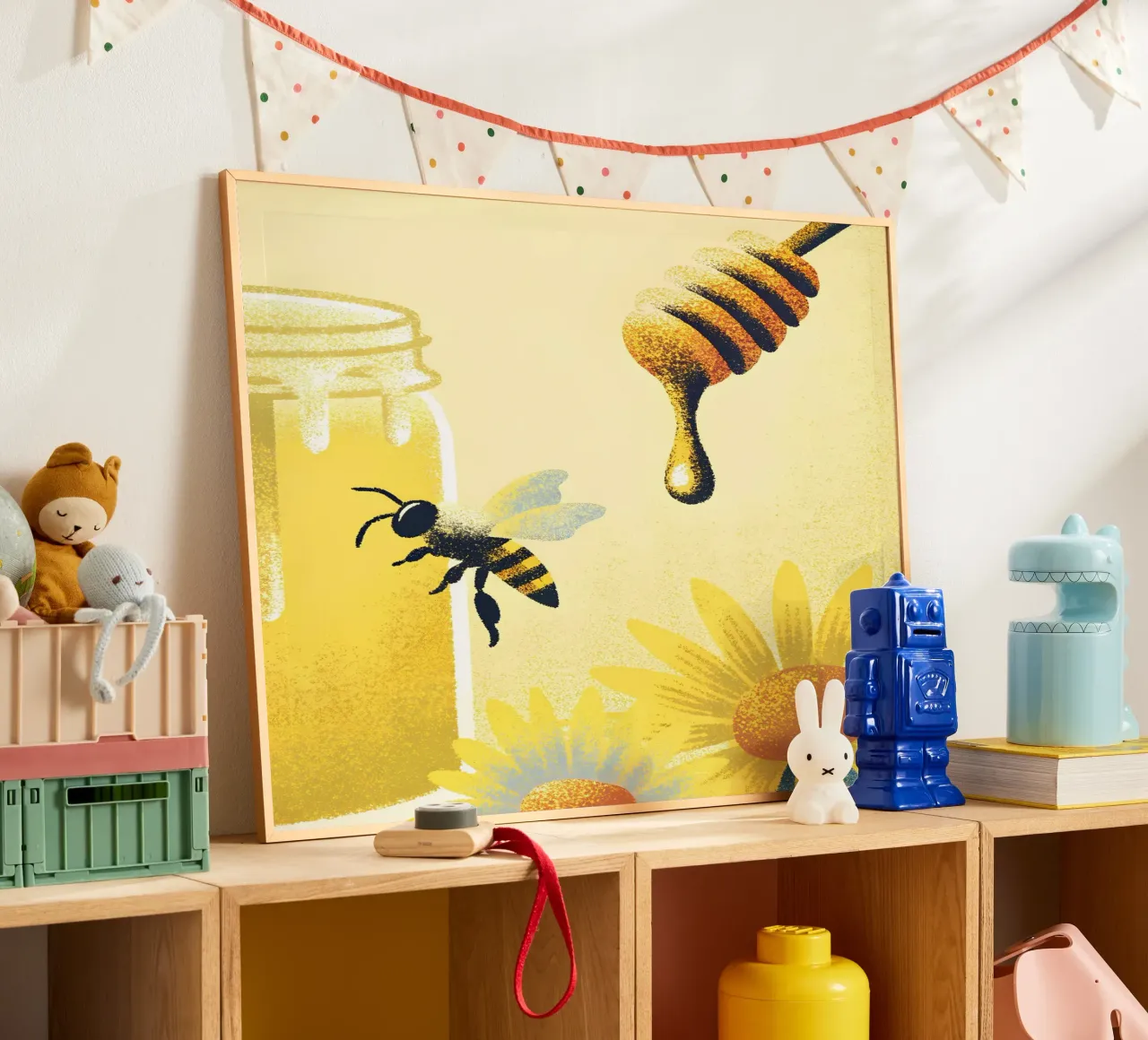 Miele e api poster con telaio in plastica da SOUL SHOP