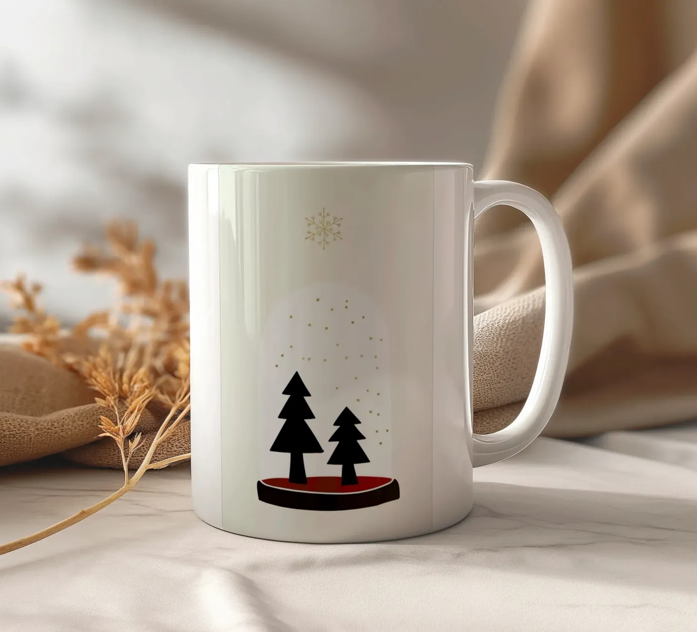 Dancing Snowflakes ceramic mug by Kubistika